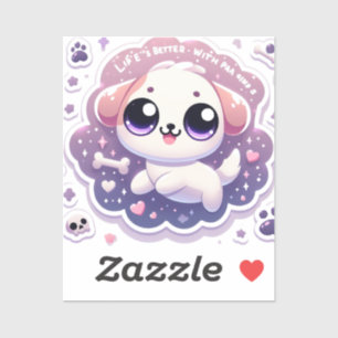 Das Leben ist besser mit Paw Kawaii Welpe Vinyl St Aufkleber