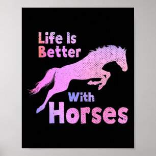 Das Leben ist besser mit Pferden Reiten Funny Poster