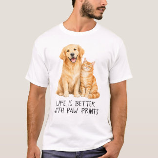Das Leben ist besser mit Pfotenabdrücken Wasserfar T-Shirt