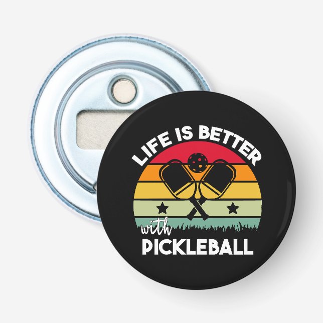 Das Leben ist besser mit Pickleball Flaschenöffner (Vorderseite)