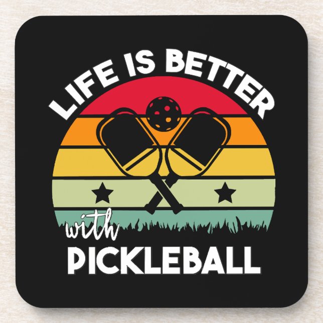 Das Leben ist besser mit Pickleball Getränkeuntersetzer (Vorderseite)