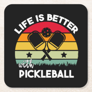 Das Leben ist besser mit Pickleball Rechteckiger Pappuntersetzer
