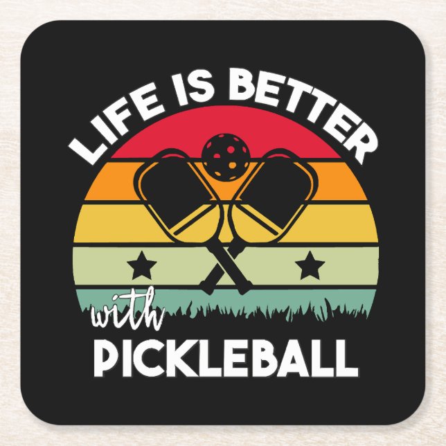 Das Leben ist besser mit Pickleball Rechteckiger Pappuntersetzer (Vorderseite)