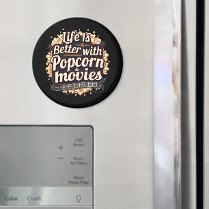 Das Leben ist besser mit Popcorn & Movies Retro-De Magnet