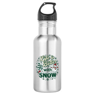 Das Leben ist besser Schnee Weihnachten Schneemann Edelstahlflasche