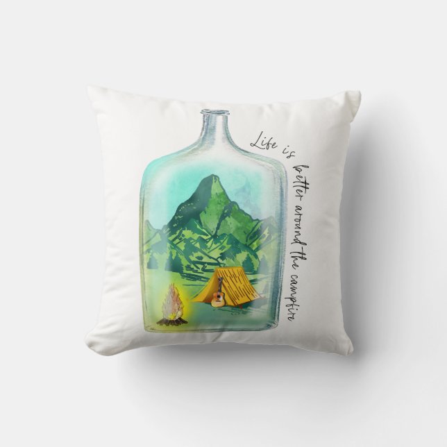 Das Leben ist besser um das Campfeuer herum Kissen (Vorderseite)