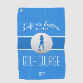 Das Leben ist besser Weiblich Golfer Mit Monogramm Golfhandtuch