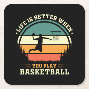 Das Leben ist besser, wenn man Basketball spielt Rechteckiger Pappuntersetzer