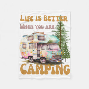 Das Leben ist besser, wenn man Camping ist Fleecedecke