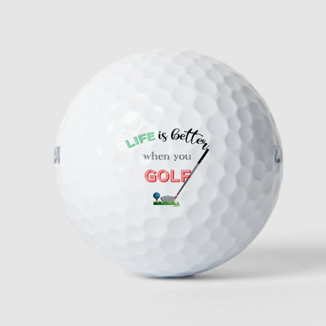 Das Leben ist besser, wenn man Golf, Club, Cool Golfball (Vorderseite)