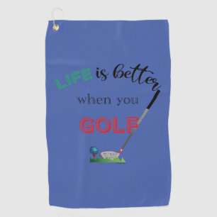 Das Leben ist besser, wenn man Golf spielt, blau, Golfhandtuch