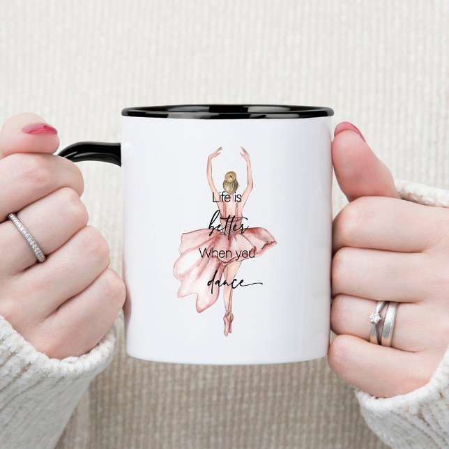 Das Leben ist besser, wenn man mit rosa Ballerina  Tasse (Von Creator hochgeladen)