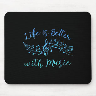 Das Leben ist besser, wenn Musiker Zitat Clef noti Mousepad