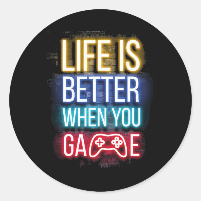 Das Leben ist besser, wenn U Game Controller Video Runder Aufkleber (Vorderseite)