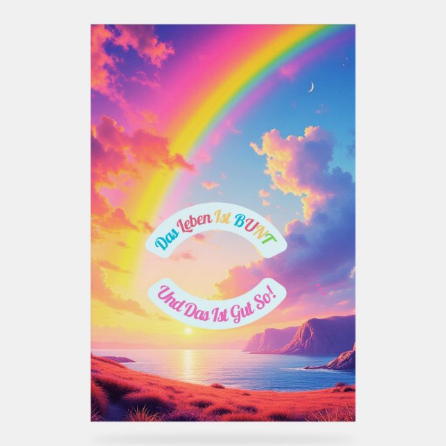 Das Leben ist BUNT Acrylschild (Vorderseite)