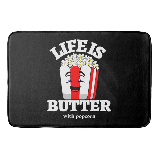 Das Leben ist Butter mit Popcorn Badematte (Vorderseite)