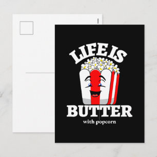Das Leben ist Butter mit Popcorn Feiertagspostkarte