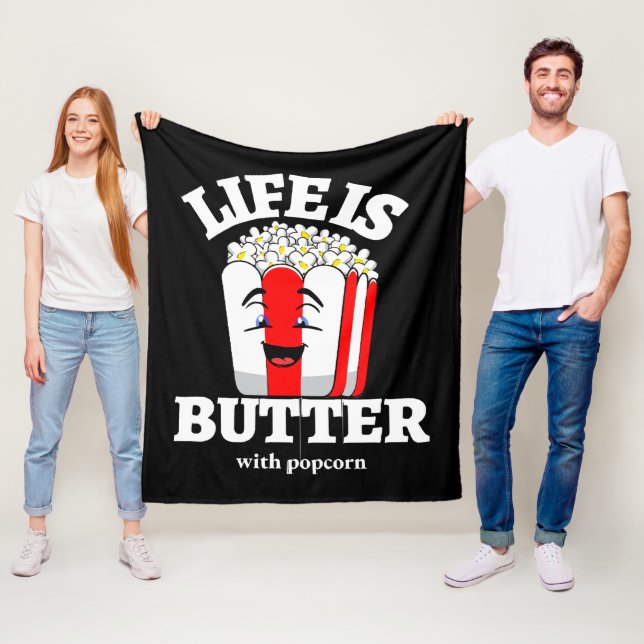 Das Leben ist Butter mit Popcorn Fleecedecke (Beispiel)