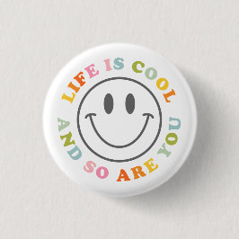 Das Leben ist Cool glücklich lächelnd Gesicht Emoj Button
