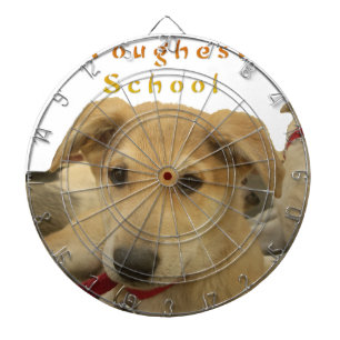 "Das Leben ist die härteste Schule" Hunde-Kunstpos Dartscheibe