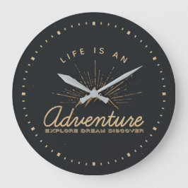 Das Leben ist ein Abenteuer-Berg mit Sunrays Große Wanduhr