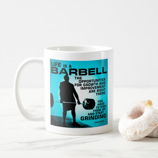 Das Leben ist ein Barbell - Workout Gym Inspiratio Kaffeetasse (Mit Donut)