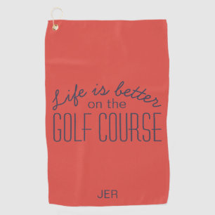 Das Leben ist ein besserer Golfkurs Red Golfhandtuch
