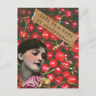 Das Leben ist ein Kirschkorb - veränderte Kunst Postkarte