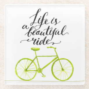 Das Leben ist ein schöne FahrLimones Grün Glasuntersetzer