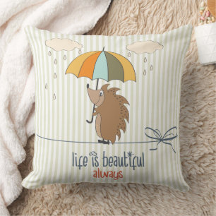 Das Leben ist ein schöner Igel Cotton Throw Kissen