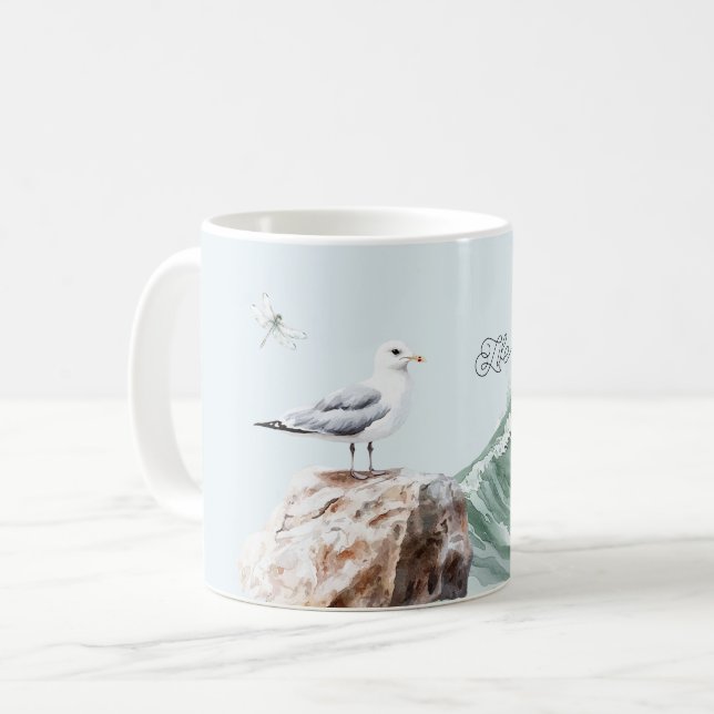 Das Leben ist ein schöner Seevogel Ozeanwelle Libe Kaffeetasse (Vorderseite Links)