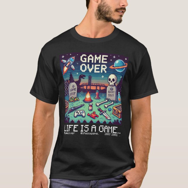 Das Leben ist ein Spiel..: Game Over (Spielkonsole T-Shirt (Vorderseite)