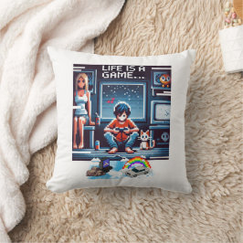 Das Leben ist ein Spiel. #Part2 (8bit) (Gamer gift Kissen