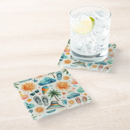 Das Leben ist ein Strand Glasuntersetzer