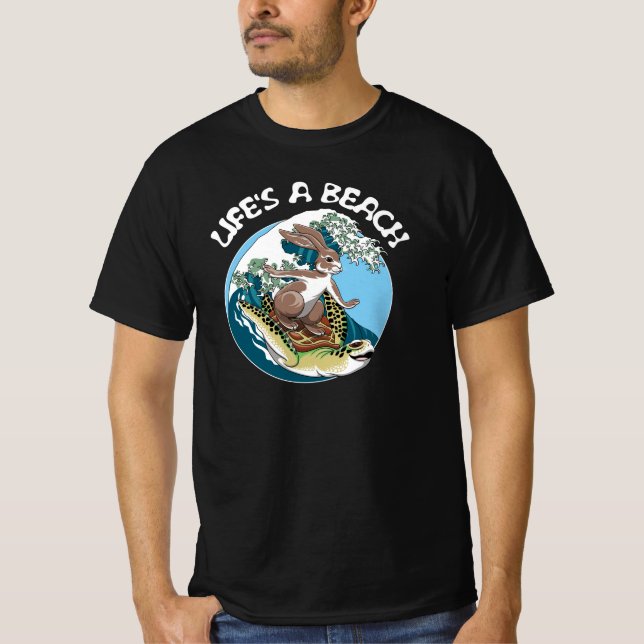 Das Leben ist ein Strand - Kaninchen und Schildkrö T-Shirt (Vorderseite)