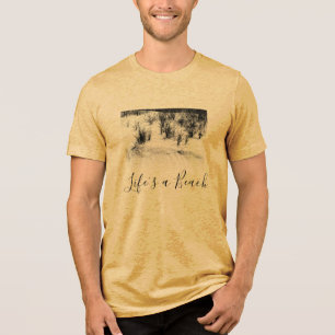 "Das Leben ist ein Strand" Schwarz Grau Foto Motiv Tri-Blend Shirt