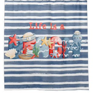 Das Leben ist ein Strand Wasserfarbe Alphabet Ilus Duschvorhang