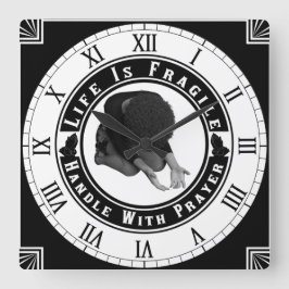 Das Leben ist ein zerbrechlicher Umgang mit dem Ge Quadratische Wanduhr