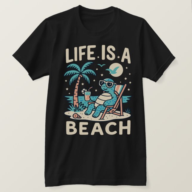 Das Leben ist eine Beach Chill Turtle - Funny Summ T-Shirt (Design vorne)