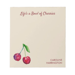 Das Leben ist eine Bowl of Cherries Niedlich Girly Notizblock