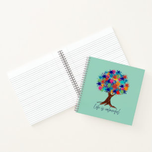 Das Leben ist eine farbenfrohe Mal-Spritzer-Baum-S Notizbuch