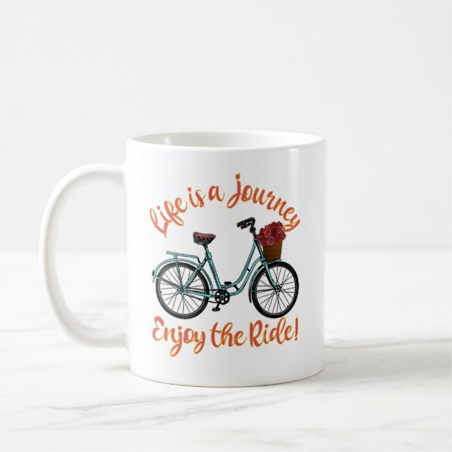 Das Leben ist eine Reise Genießen Sie das Fahrrad Kaffeetasse (Links)