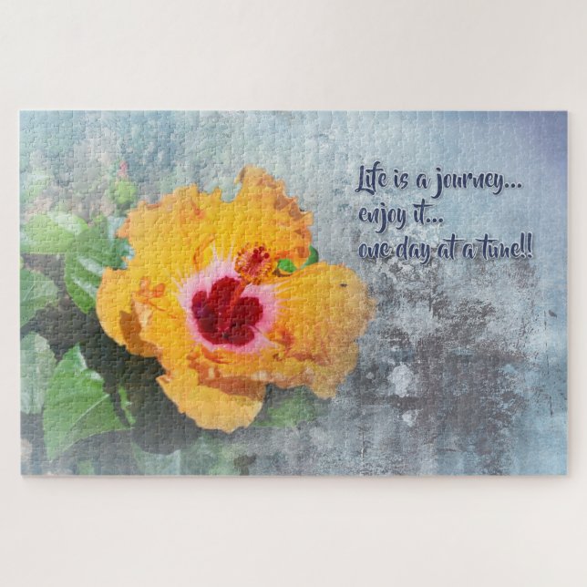 das Leben ist eine Reise mit Hibiskusposter Puzzle (Horizontal)