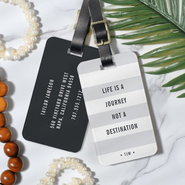 Das Leben ist eine Reise | Mit Monogramm Reiseange Gepäckanhänger (Von Creator hochgeladen)