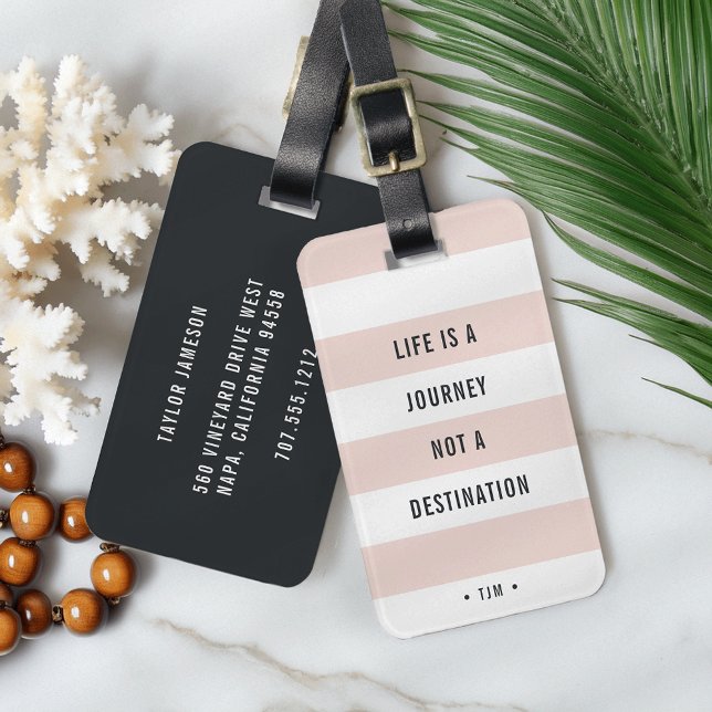 Das Leben ist eine Reise | Mit Monogramm Reiseange Gepäckanhänger (Von Creator hochgeladen)
