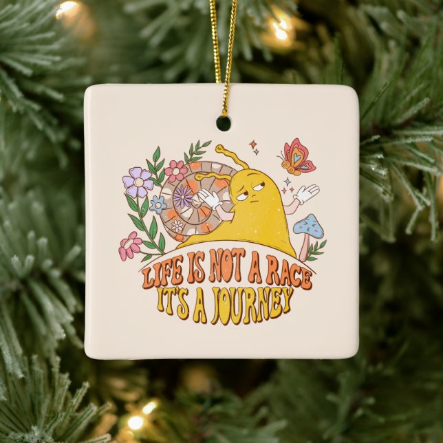 Das Leben ist eine Reise - Niedliche Schnecke, Pil Keramikornament (Baum)