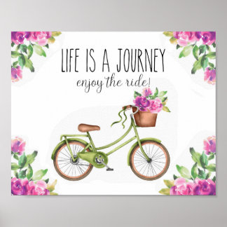Das Leben ist eine Reise Pink Magenta Fahrrad Kuns Poster
