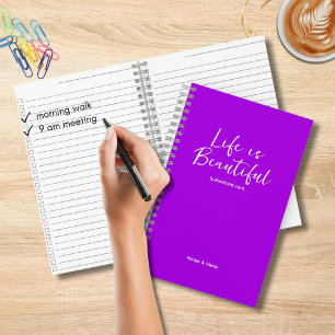 Das Leben ist eine schöne Blog Website Lila Checkl Notizbuch