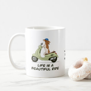 Das Leben ist eine schöne Fahrt - Hund auf Vespa Kaffeetasse
