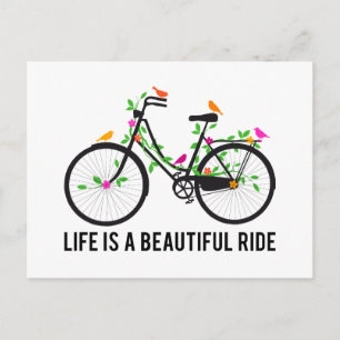Das Leben ist eine schöne Reise, altes Fahrrad Postkarte
